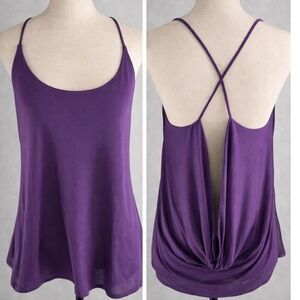 Lanston Tank Top Women M Purple Open Back Strappy Boho Festival NWT Draped Back